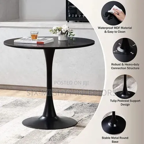 Modern Tulip Dinning Table With Sturdy Metal Pedestal