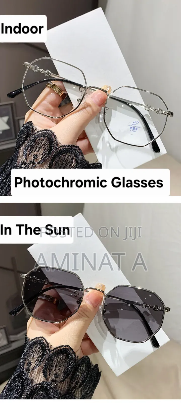 Photochromic Oval Sunglasses Unisex With Case