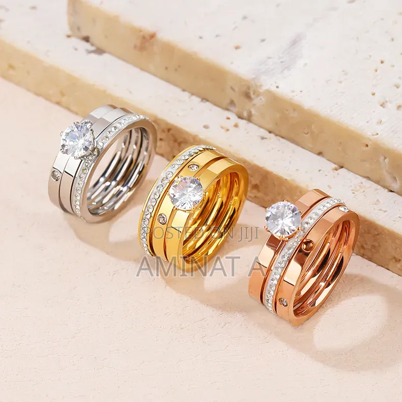 Engagement Wedding Ring Set (Silver, Gold Ir Rose Gold)