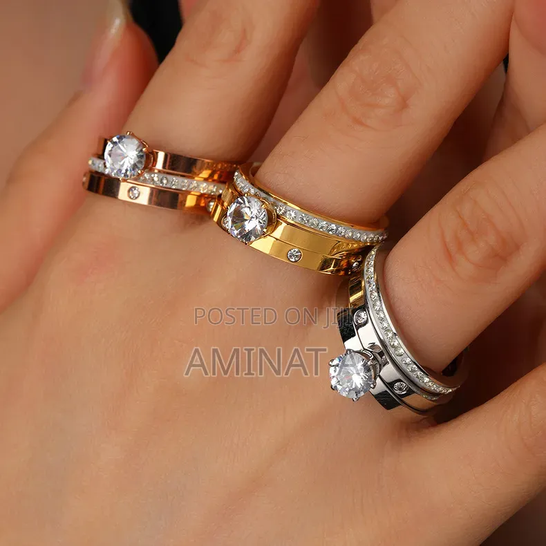 Engagement Wedding Ring Set (Silver, Gold Ir Rose Gold)