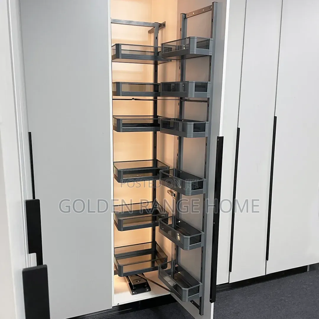 Gray Kitchen Pantry Unit