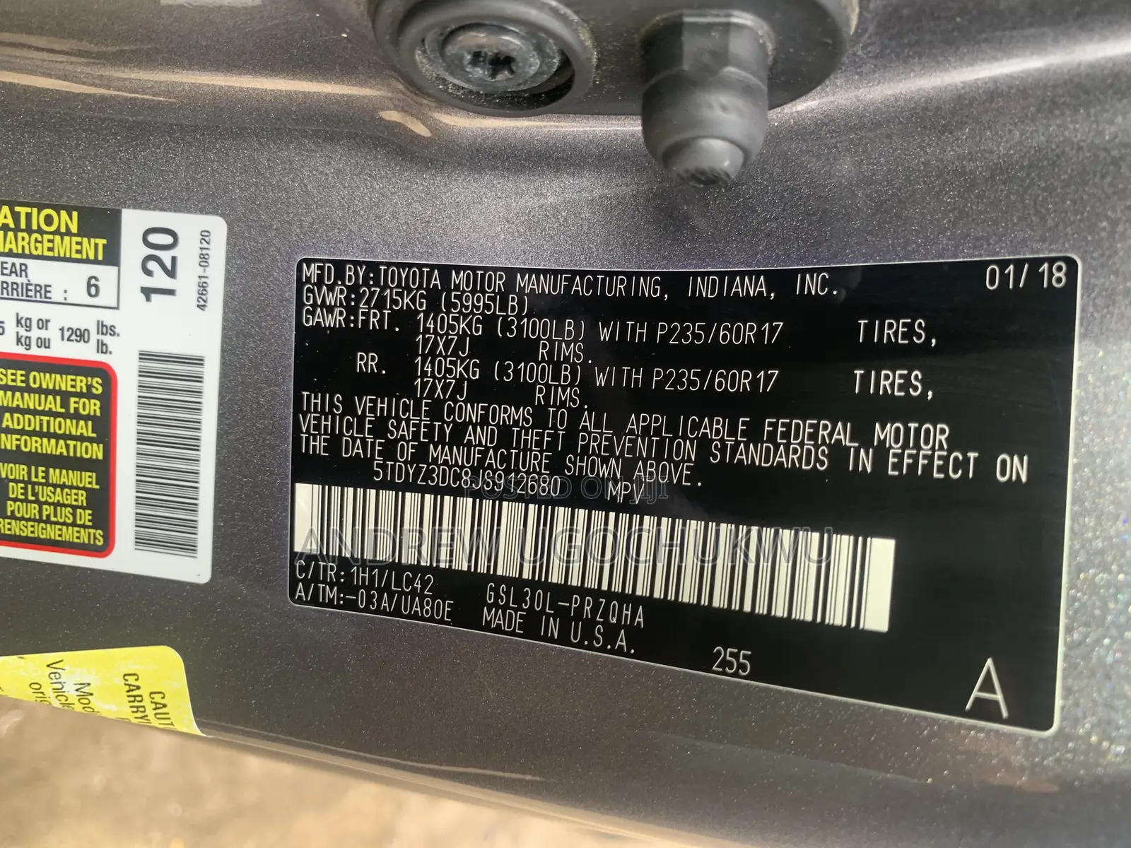 Toyota Sienna 2018 Gray