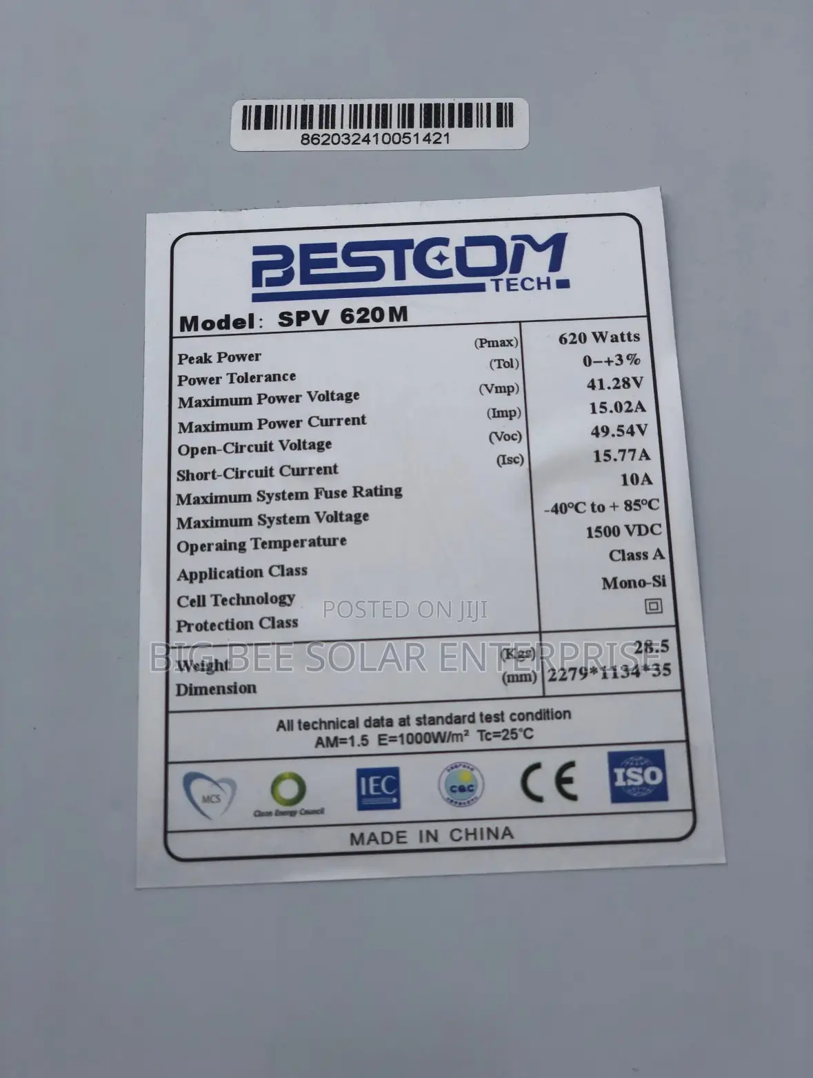 620w Monofacial Half Cut Solar Panel
