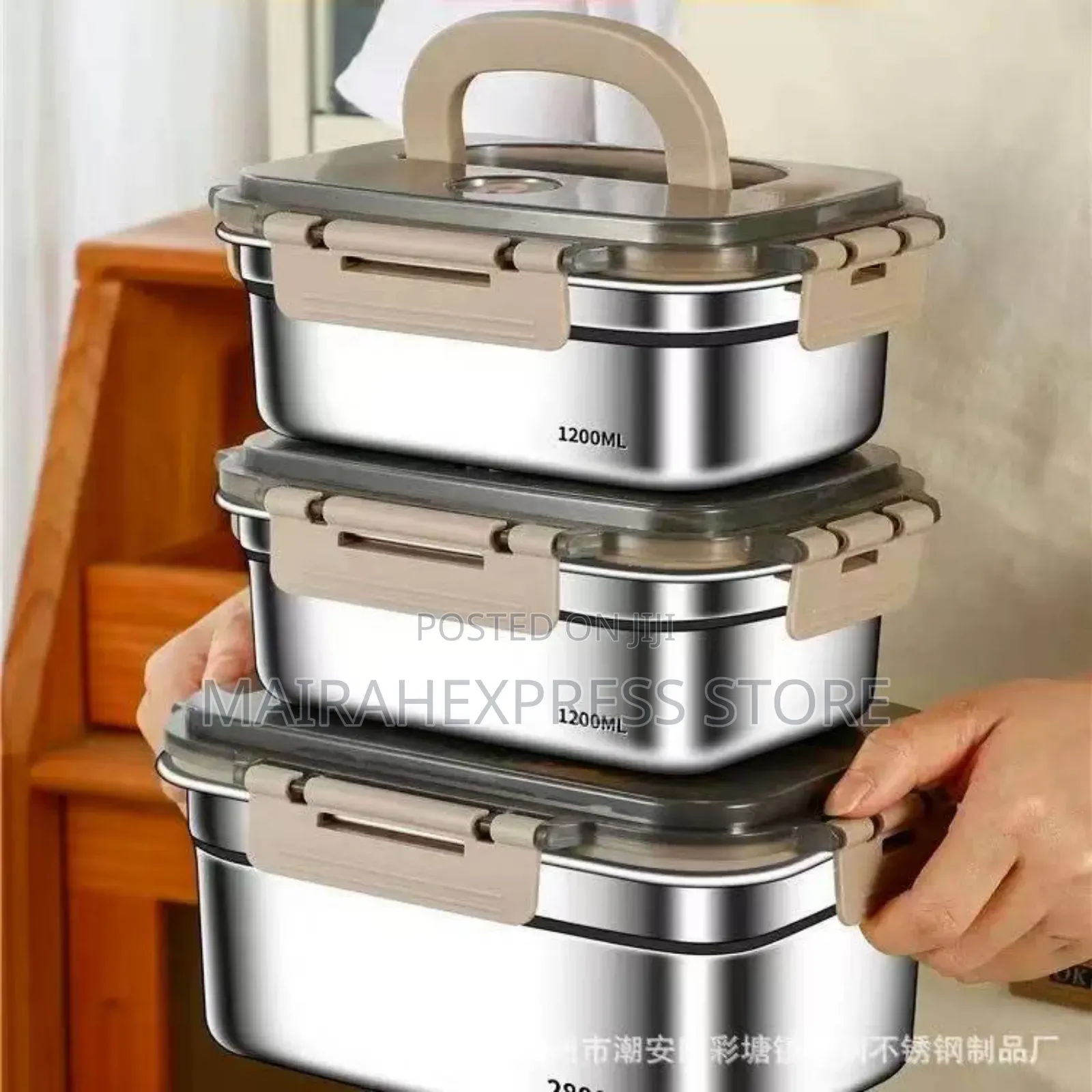 5pcs Stainless Steel Handheld Food Storage Boxes (T2mm7)