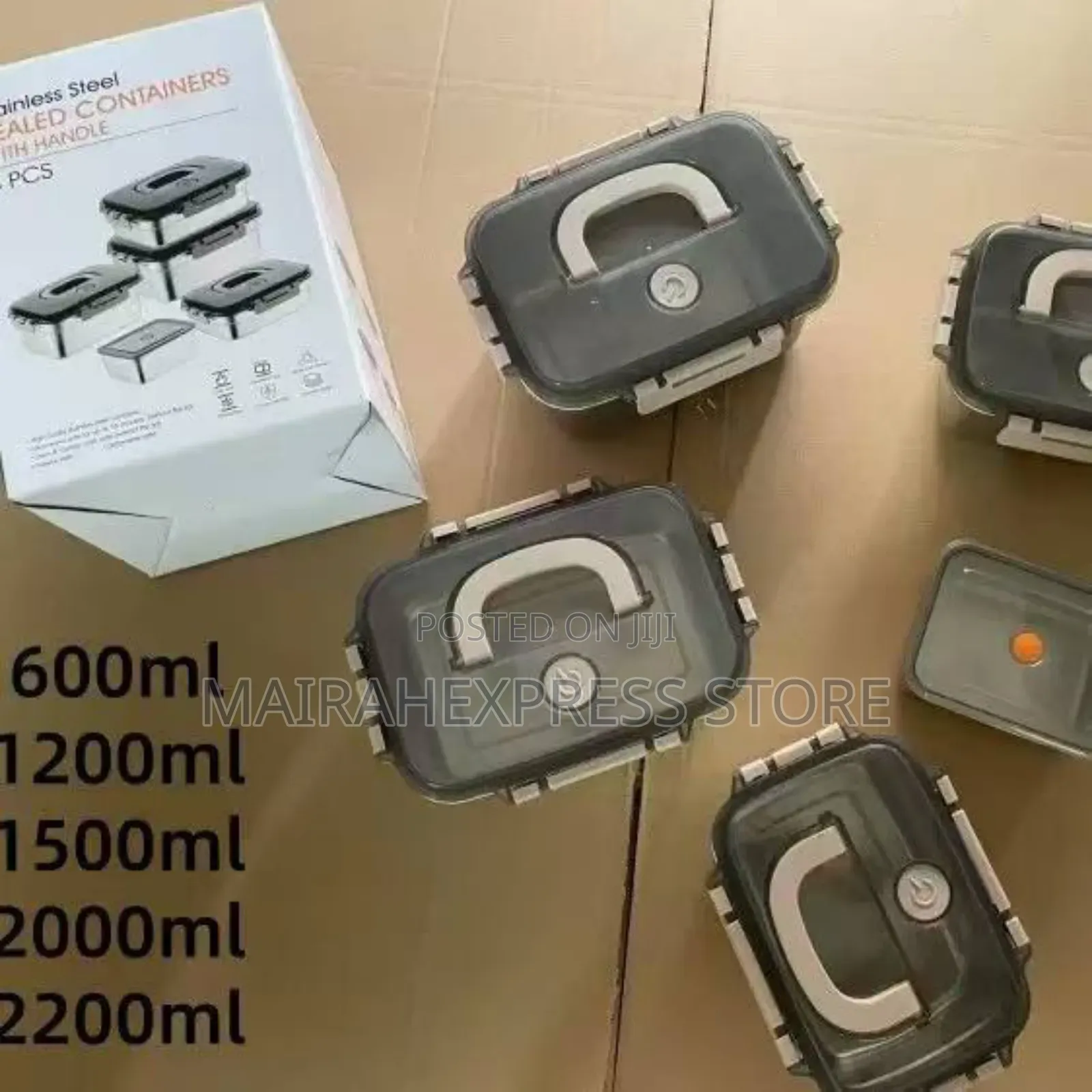 5pcs Stainless Steel Handheld Food Storage Boxes (T2mm7)