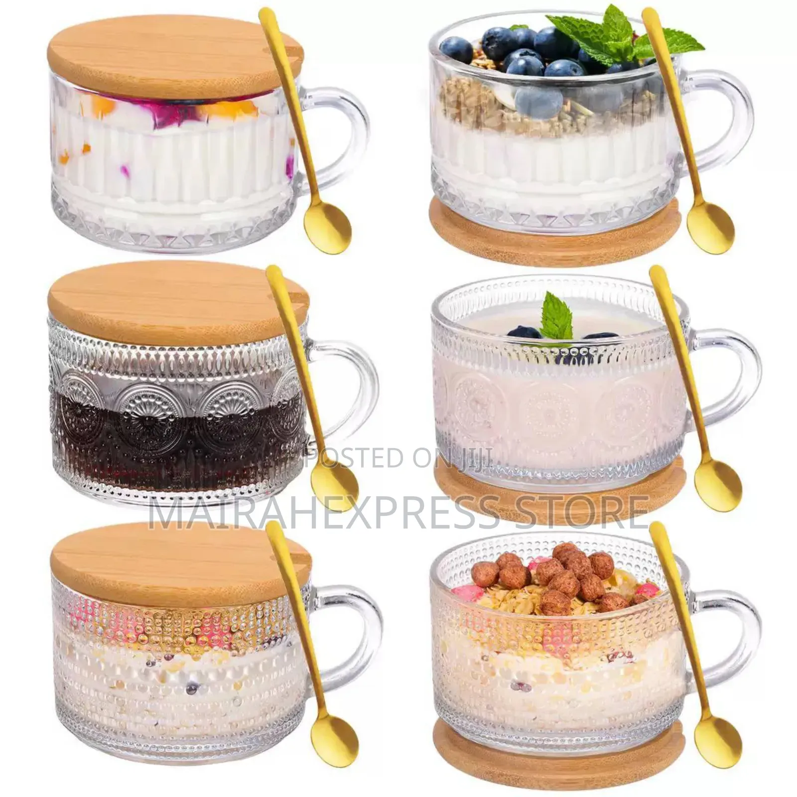 4pcs Embossed Flower Pattern Vintage Glass Coffee Mug (T2mm7)