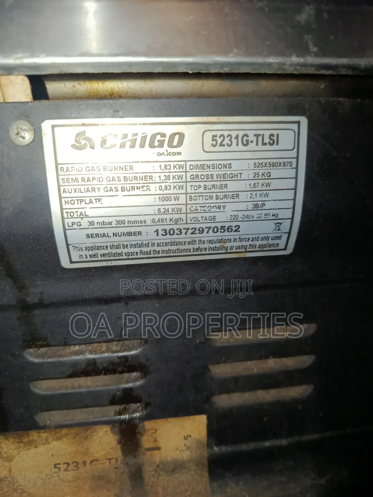 Chigo 4-Face Standing Gas Cooker for Sale at Bodija Market Axis,Ibadan