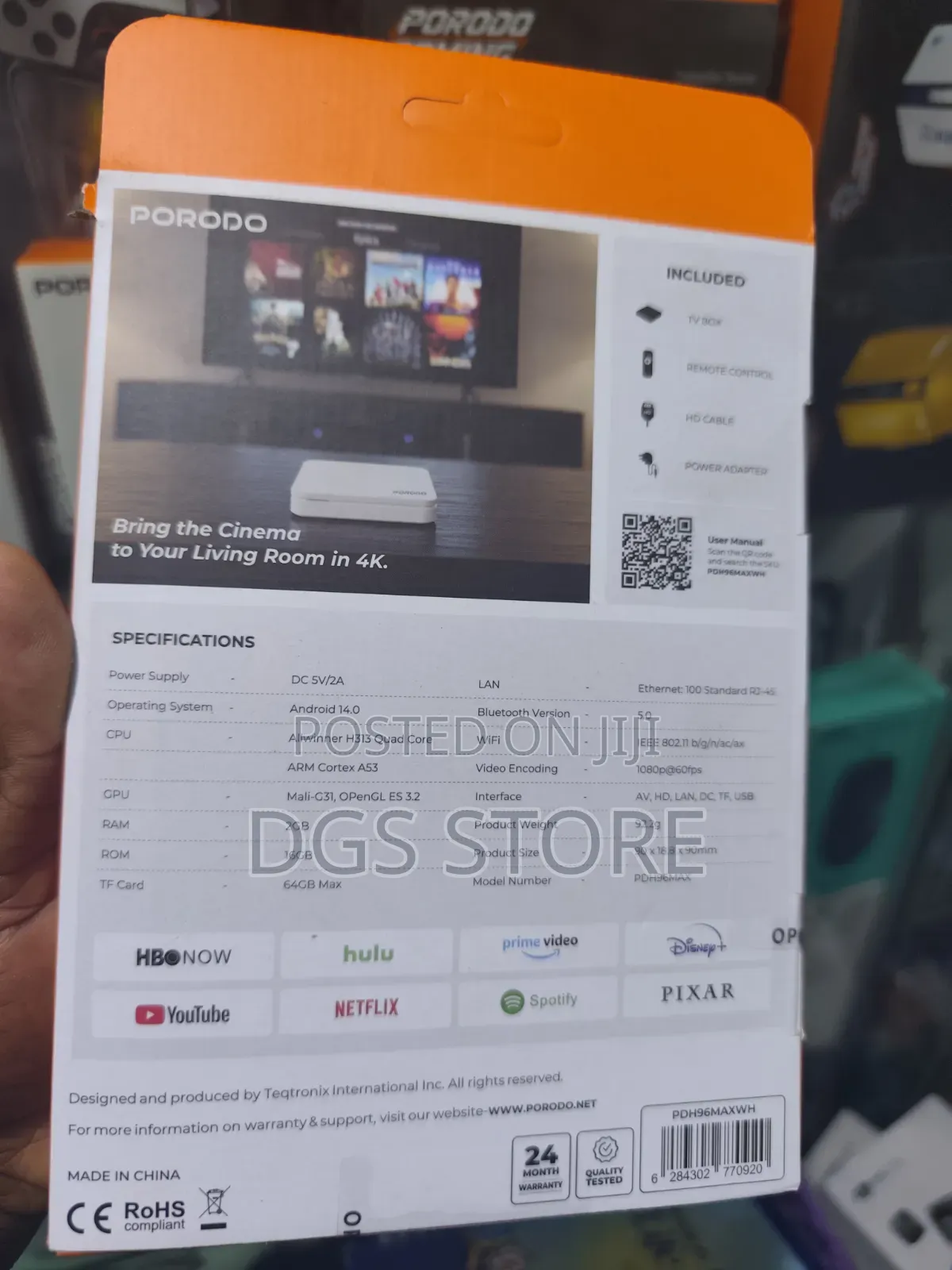 Porodo Echobox Android TV Box Ultra Hd Streaming