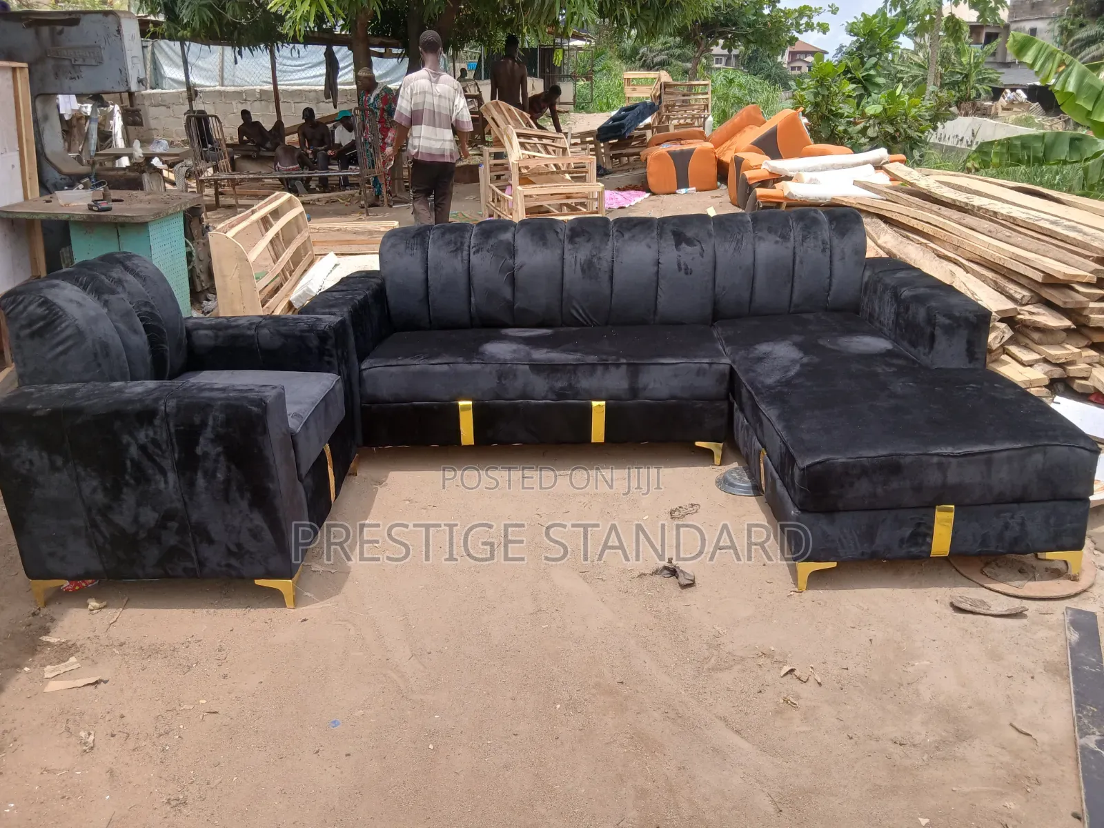 A Standard L Shape Couch and Single