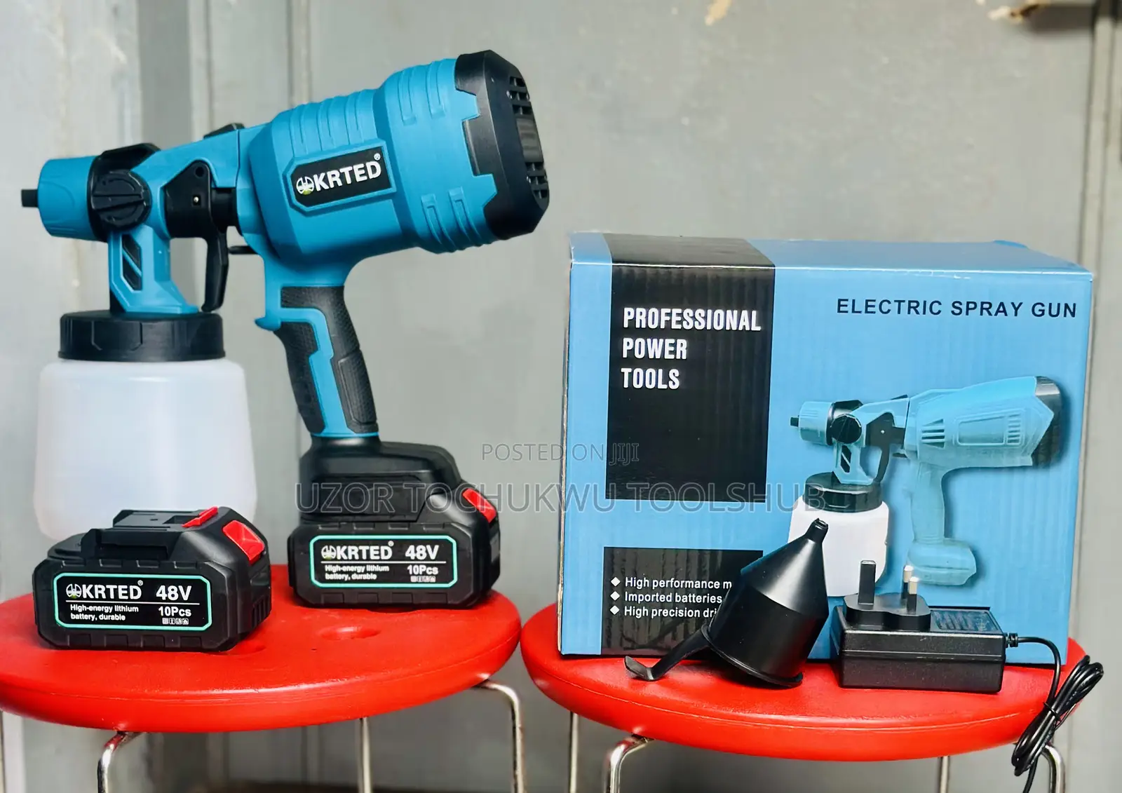 48v Cordless Paint Spray Gun 2 Batteries + Charger (Plug Spray)