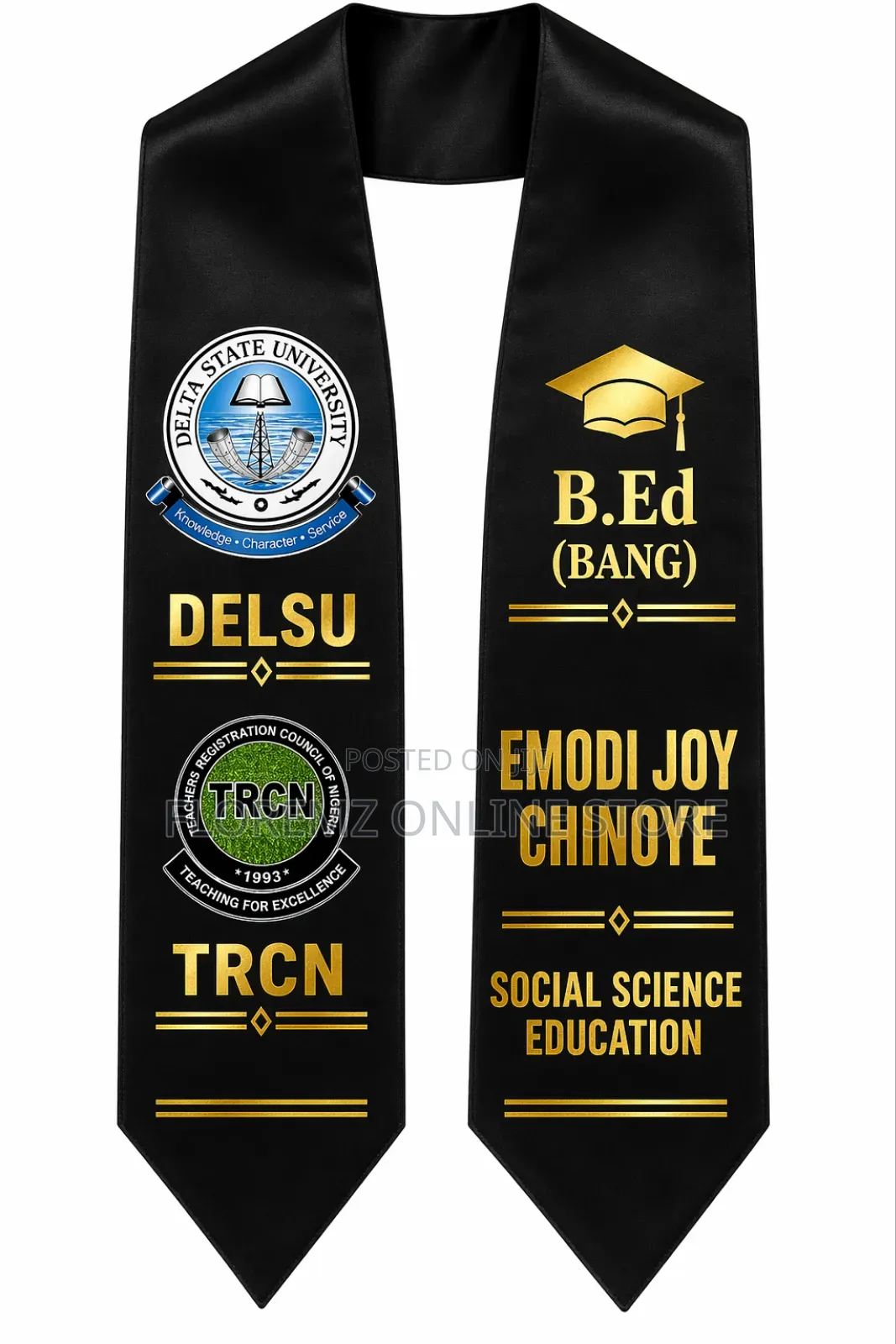 Production of Custom Graduation Sash (Personalized Design) – For Sale