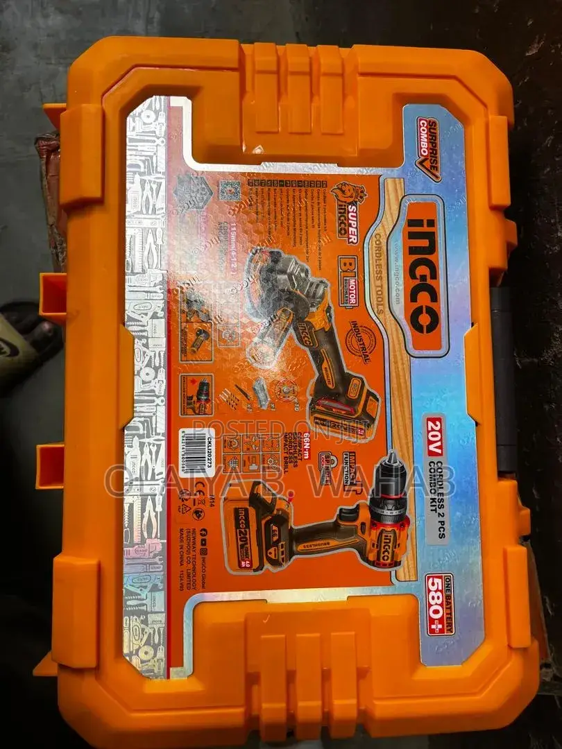 Ingco 20v Cordless Drill Grinder Combo Kit 2 Batteries