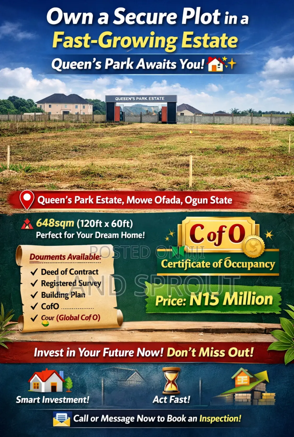 A Plot of Land for Sale at Queens Park Estate, Mowe-Ofada