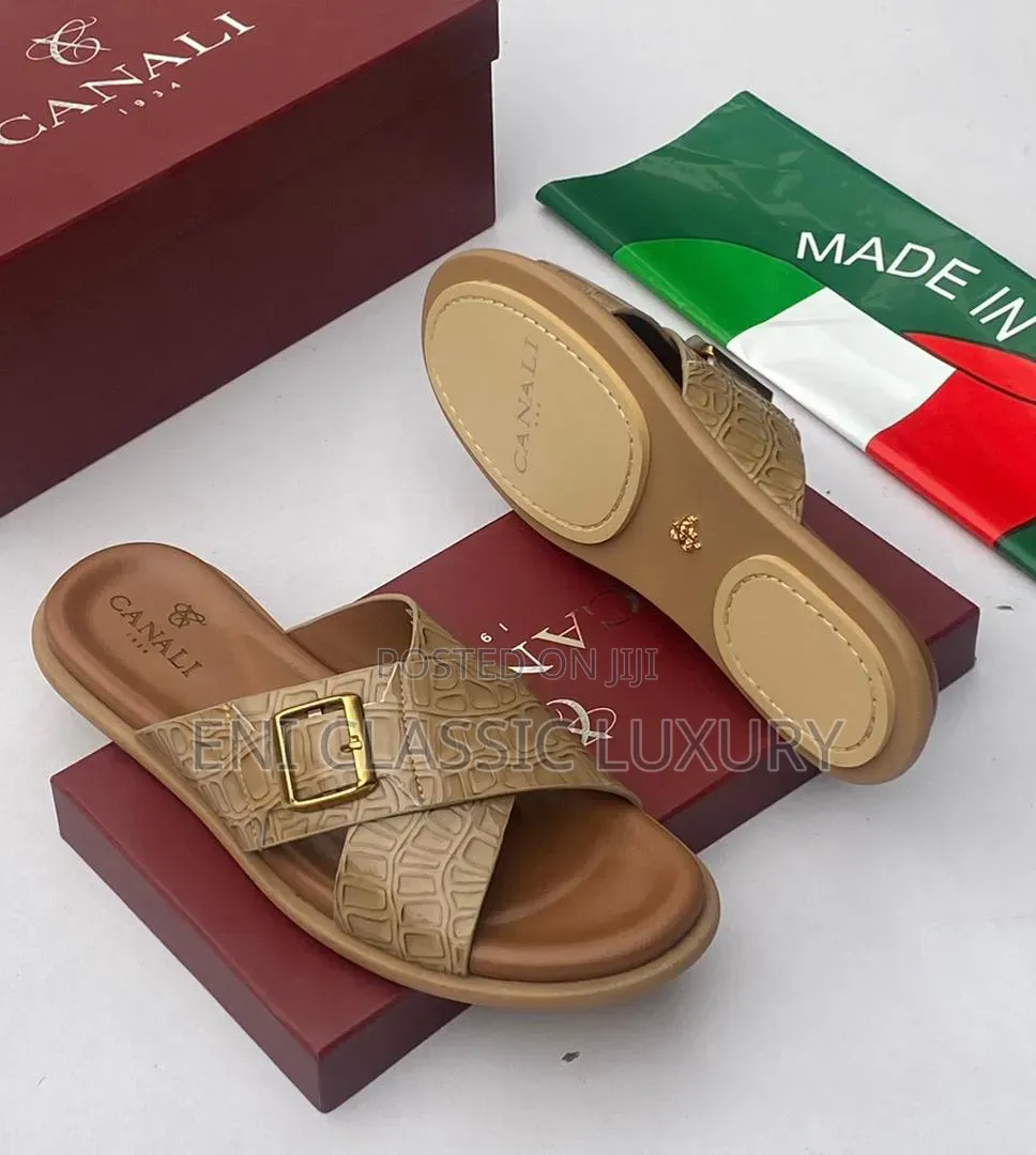 Original Luxury Men's Slippers Canali Best Quality Well Banded Package