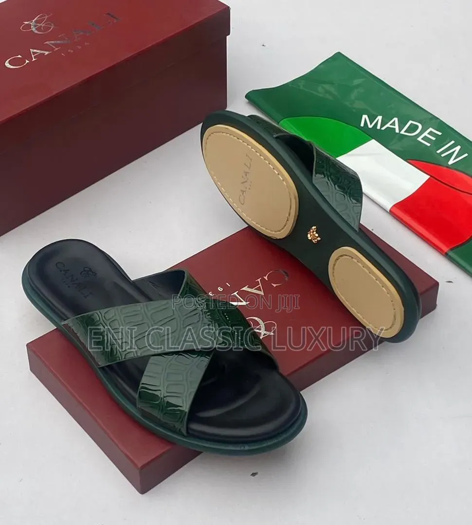 Original Luxury Men's Slippers Canali Best Quality Well Banded Package