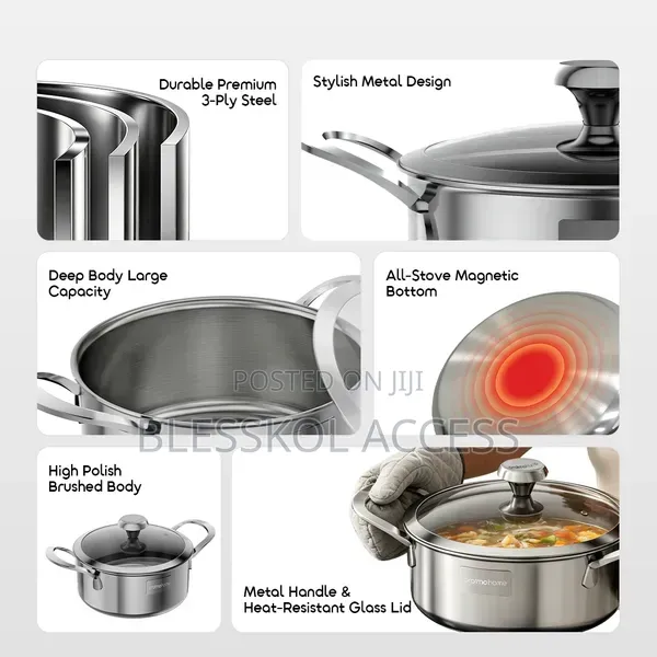 Oraimo Tri-Ply Set Durable Versatile Stainless Steel Cookware Set(6pcs