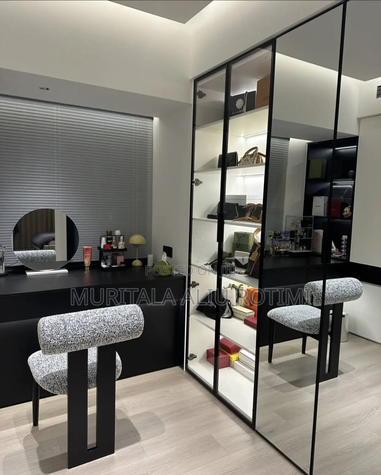 Room Mirror and Frameless Wardrobe