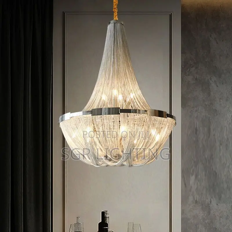 Post-Modern Luxury Living Room Duplex Building Chandelier Apartment