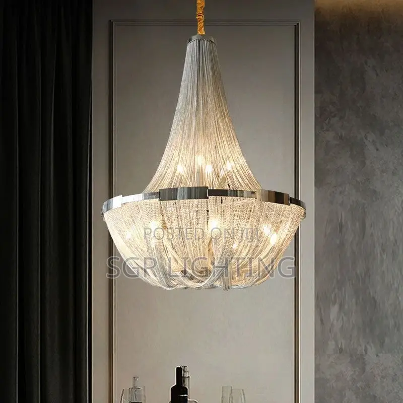 Post-Modern Luxury Living Room Duplex Building Chandelier Apartment