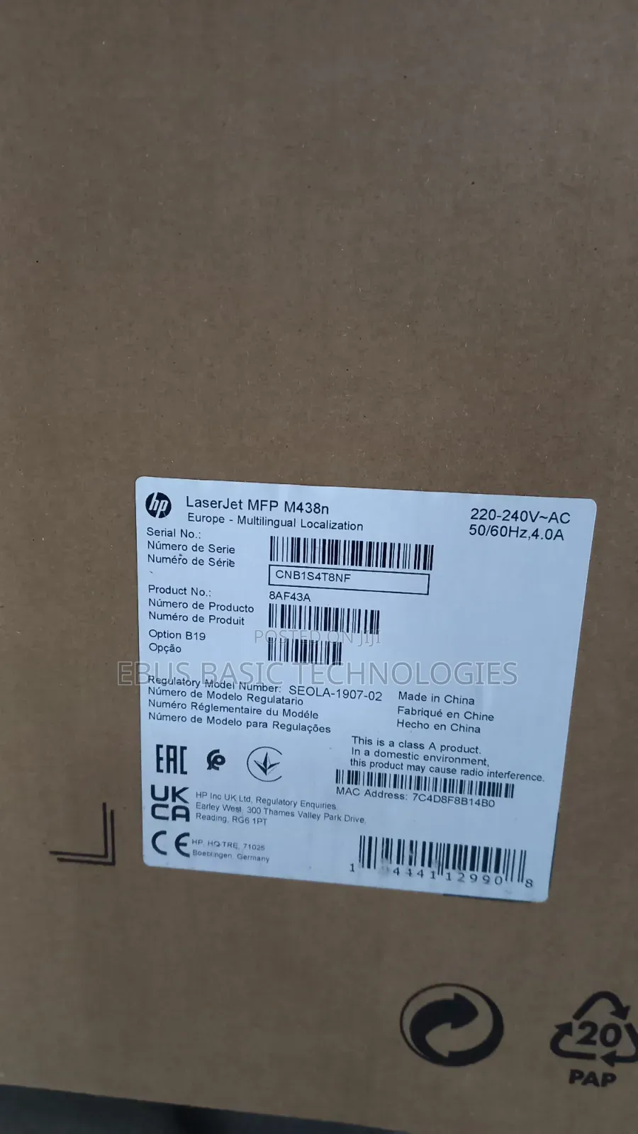 Hp Laserjet MFP M483n A3 Enterprise Printer