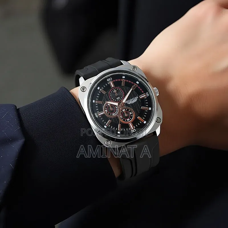 Steel Quartz Leather Strap Unique Men’S Wrist Watch With Case