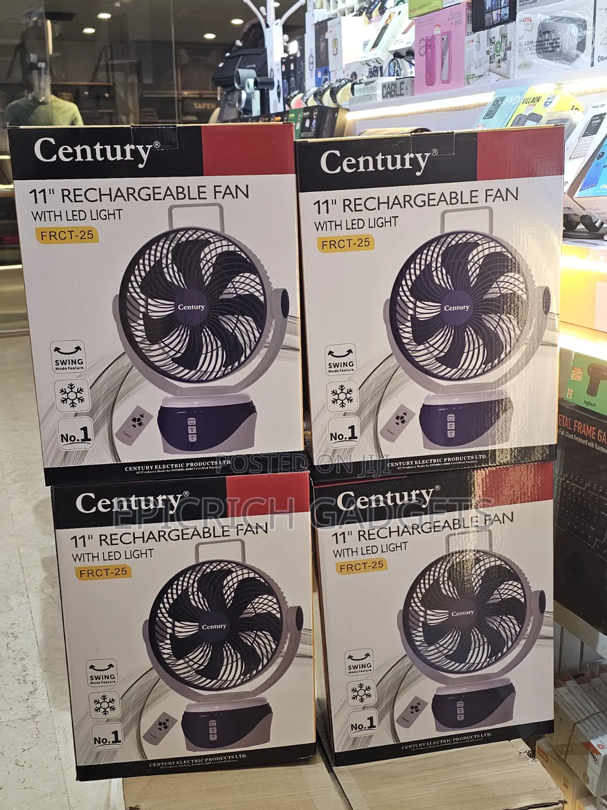 Rechargeable Rotating Desktop Fan 11 Inches Led