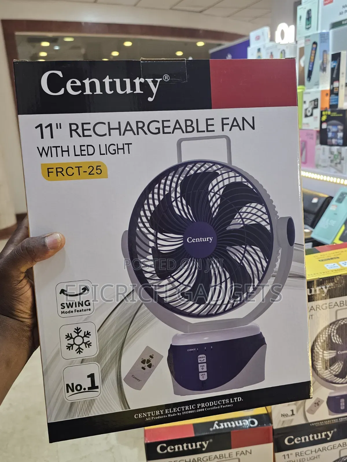 Rechargeable Rotating Desktop Fan 11 Inches Led