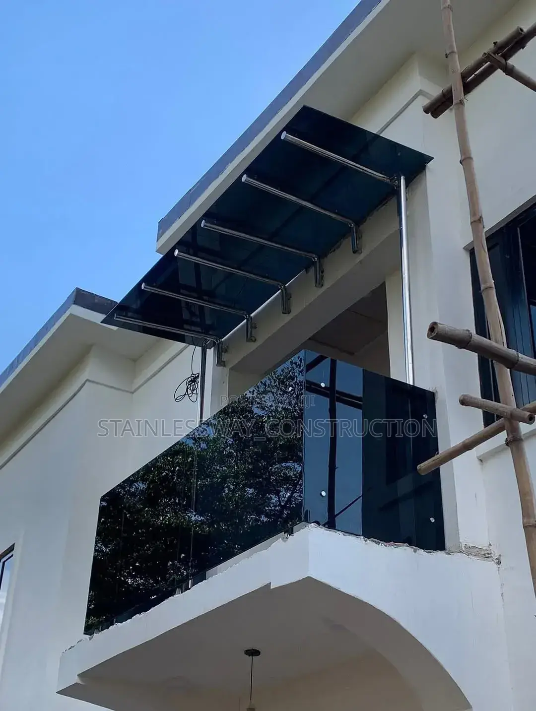 Pure Dark Grey Glass Handrails