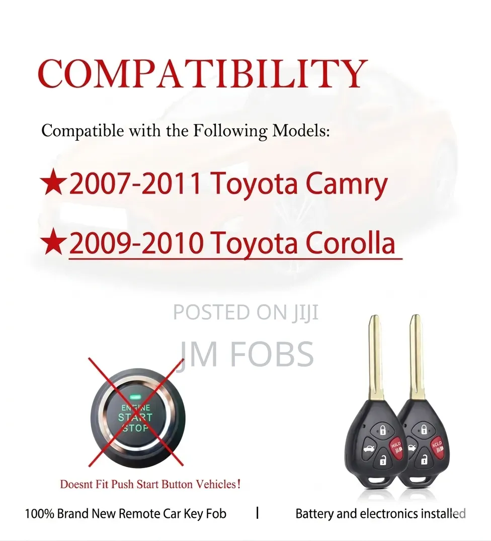 Non Smart Remote Key Fob for Toyota Camry