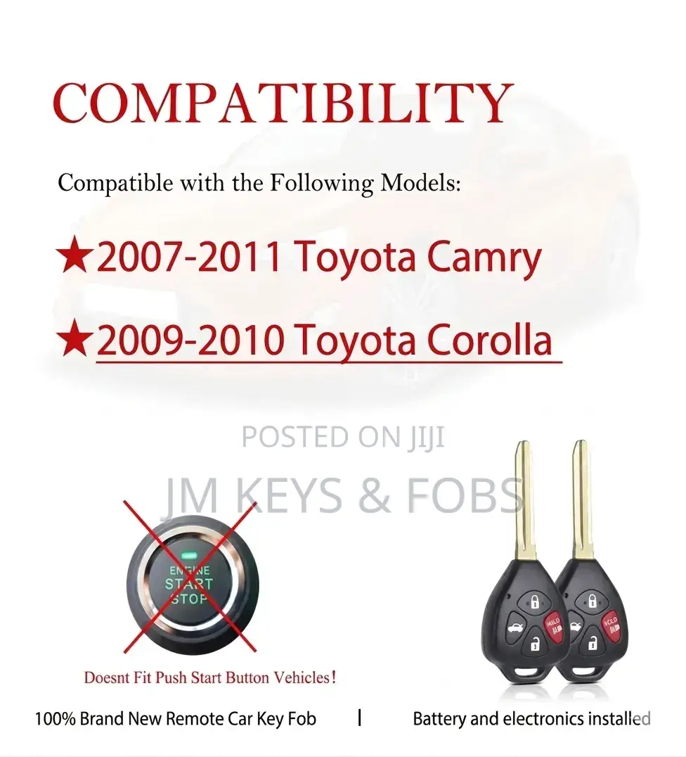Non Smart Remote Key Fob for Toyota Camry