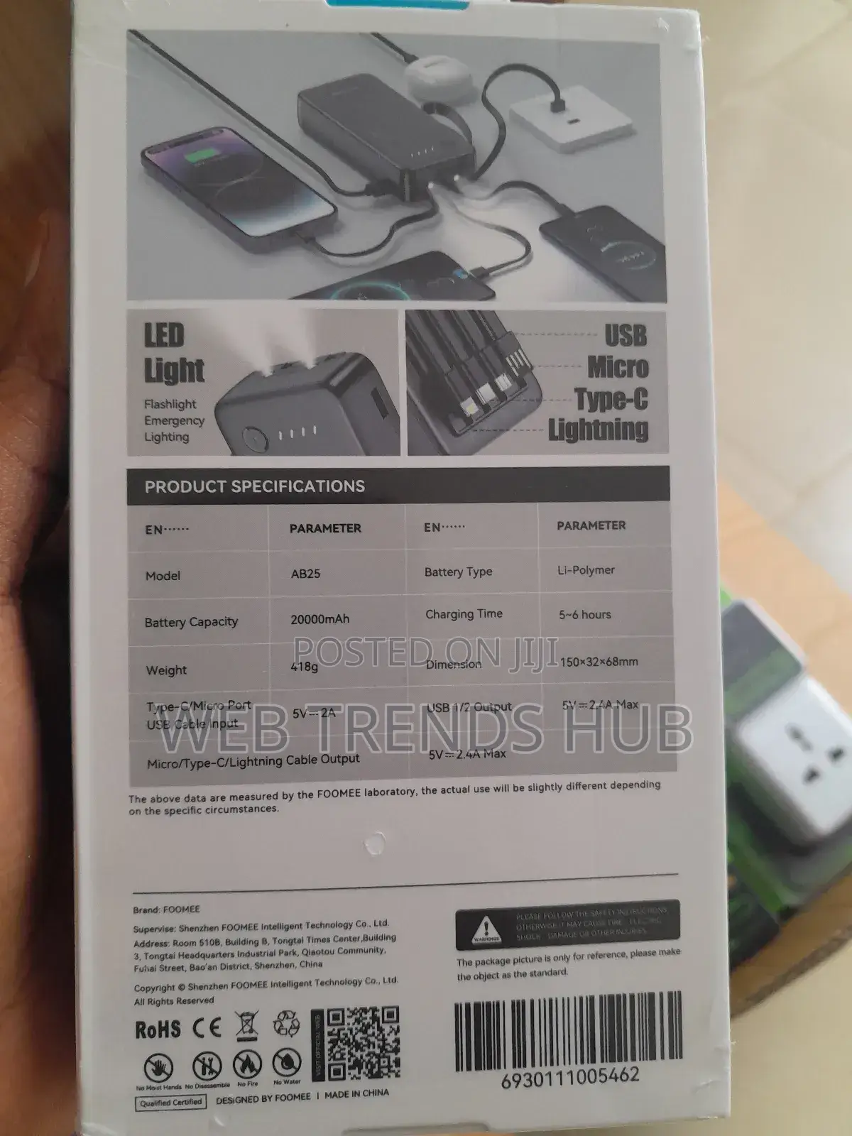 Brand New Foomee Ab25 20,000mah Powerbank - Type-C in/Out