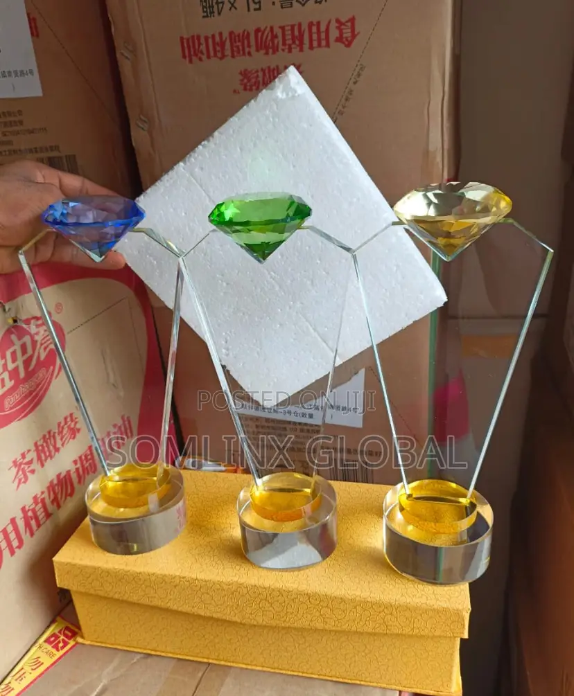 Glass Plaque, Green Diamond Shape