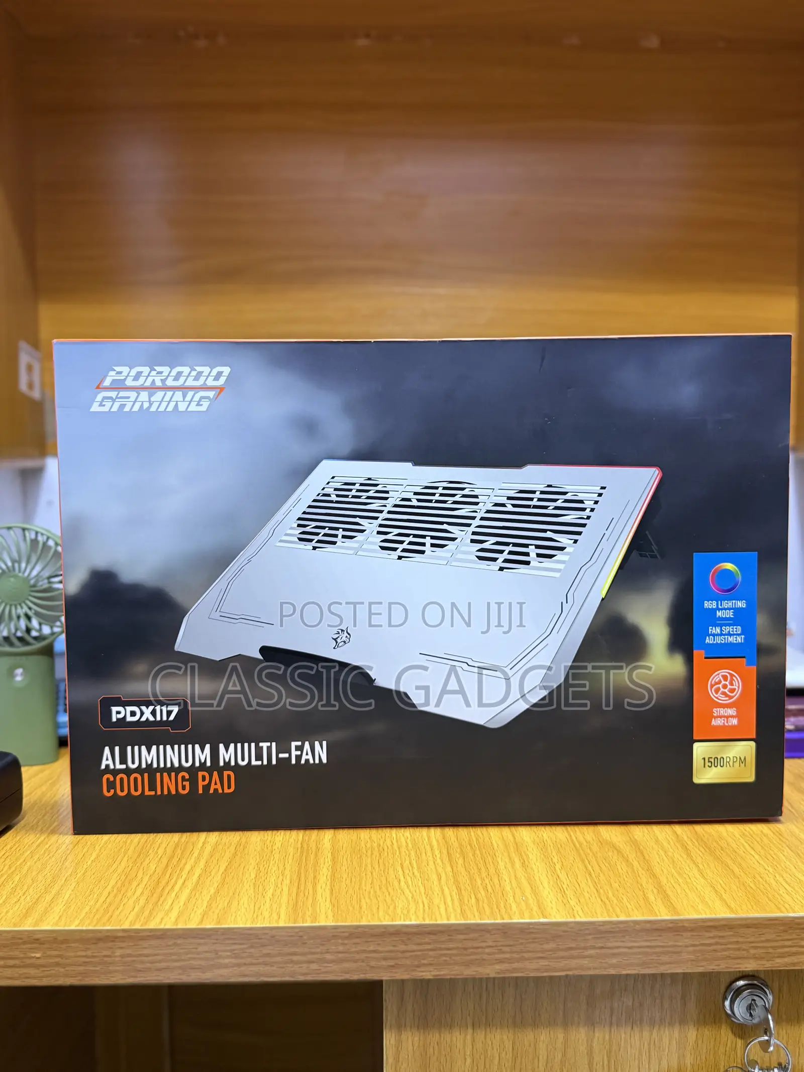 Porodo Pdx117 Aluminum Multi Fan Gaming Al RGB Laptop Cooling Pad