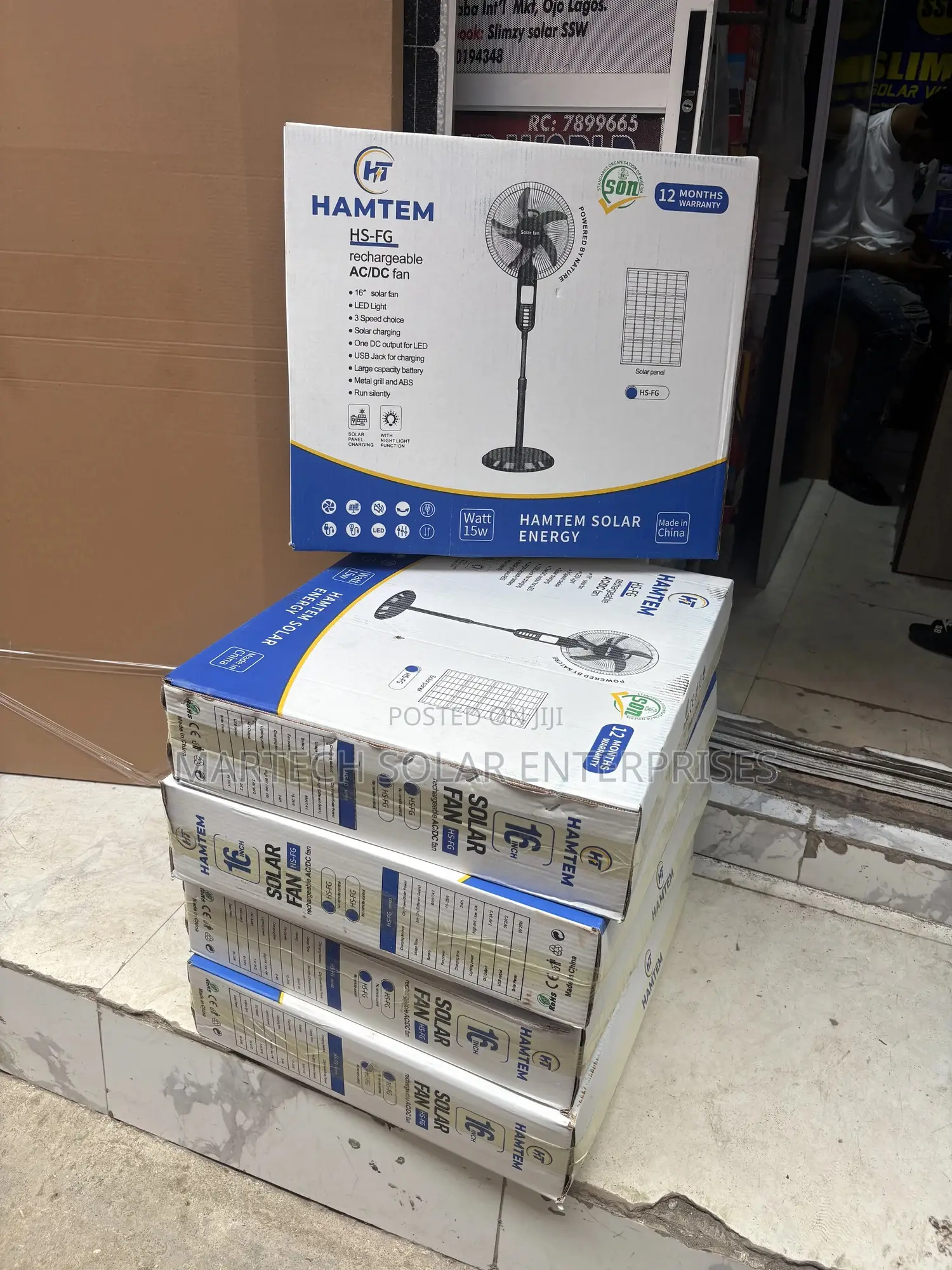 Hantem 16 Inch Ac/Dc Solar Rechargeable Fan