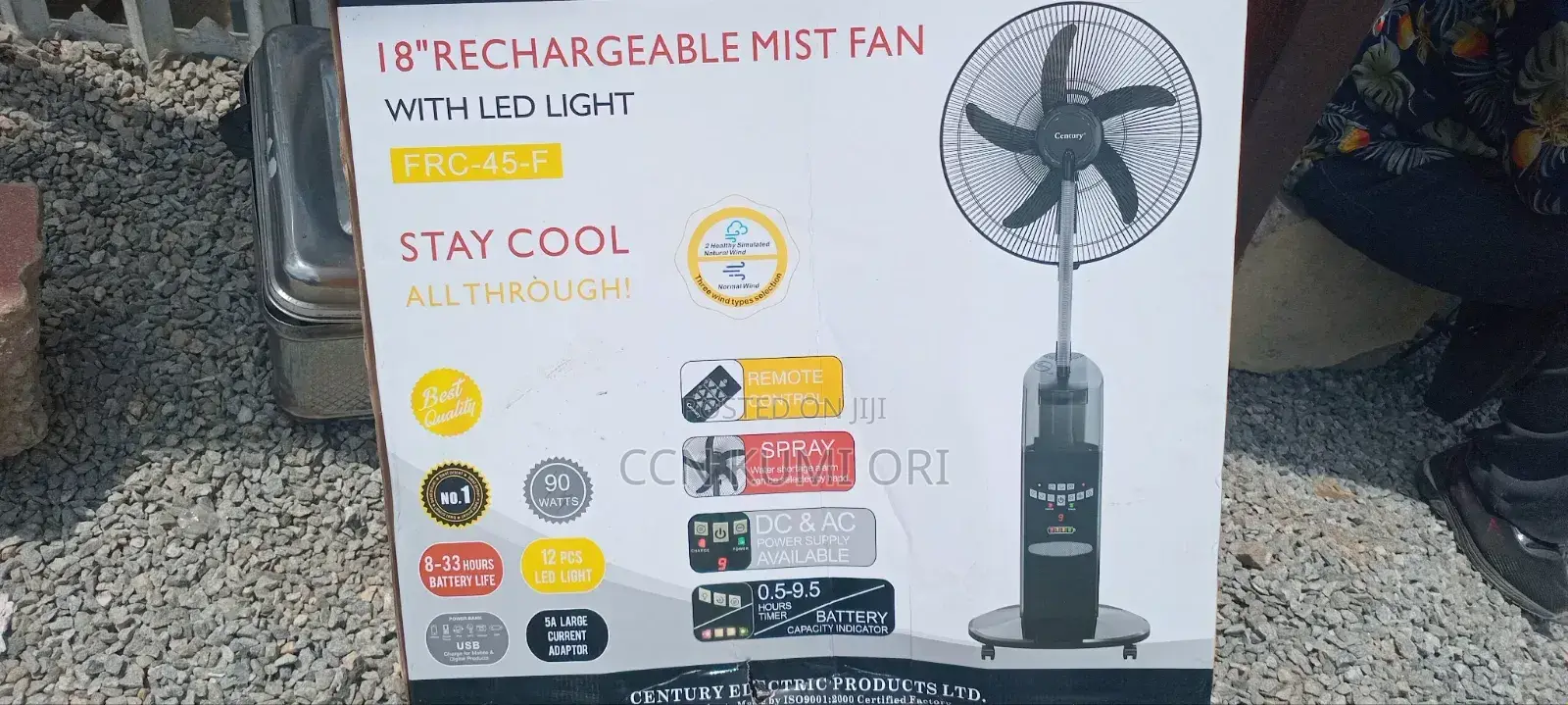 Century 18-inch Rechargeable Mist Fan. With Led Light, Frc-45-f