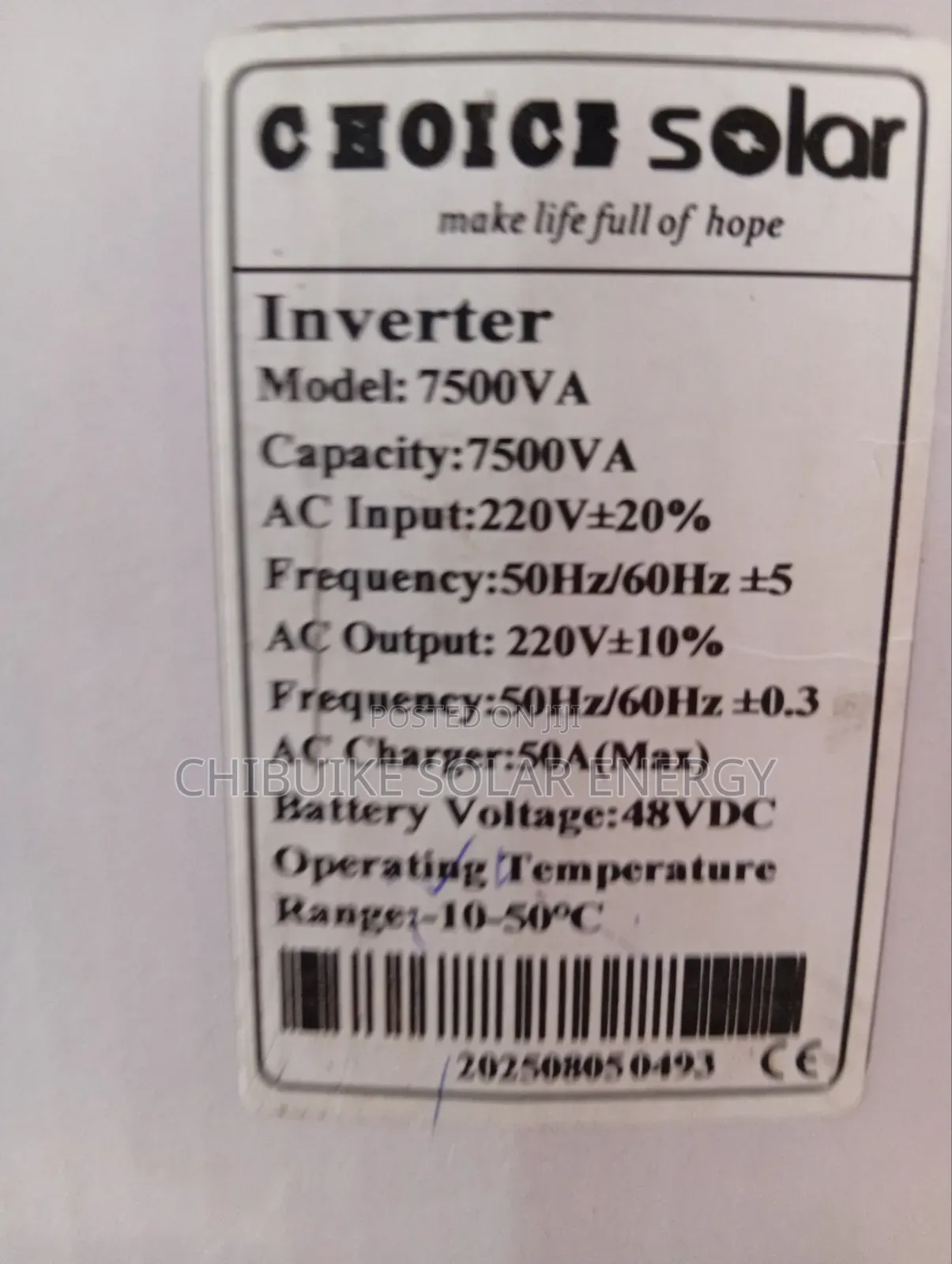 Cholce Solar Inverter 7.5kva/48v