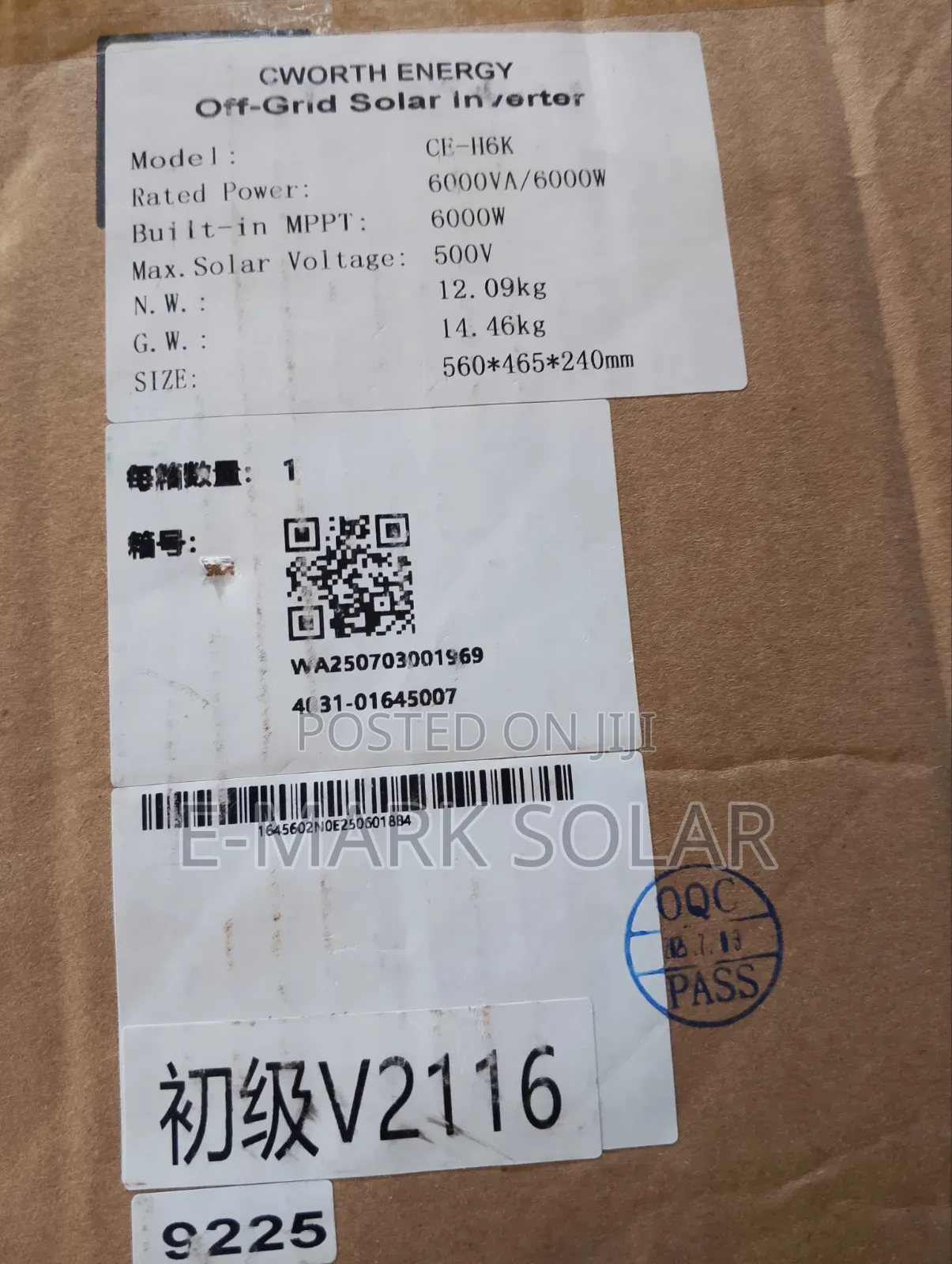 6kva 48v C-Worth Hybrid Inverter (Cw 6000 Es) A Reliable Mid-Range