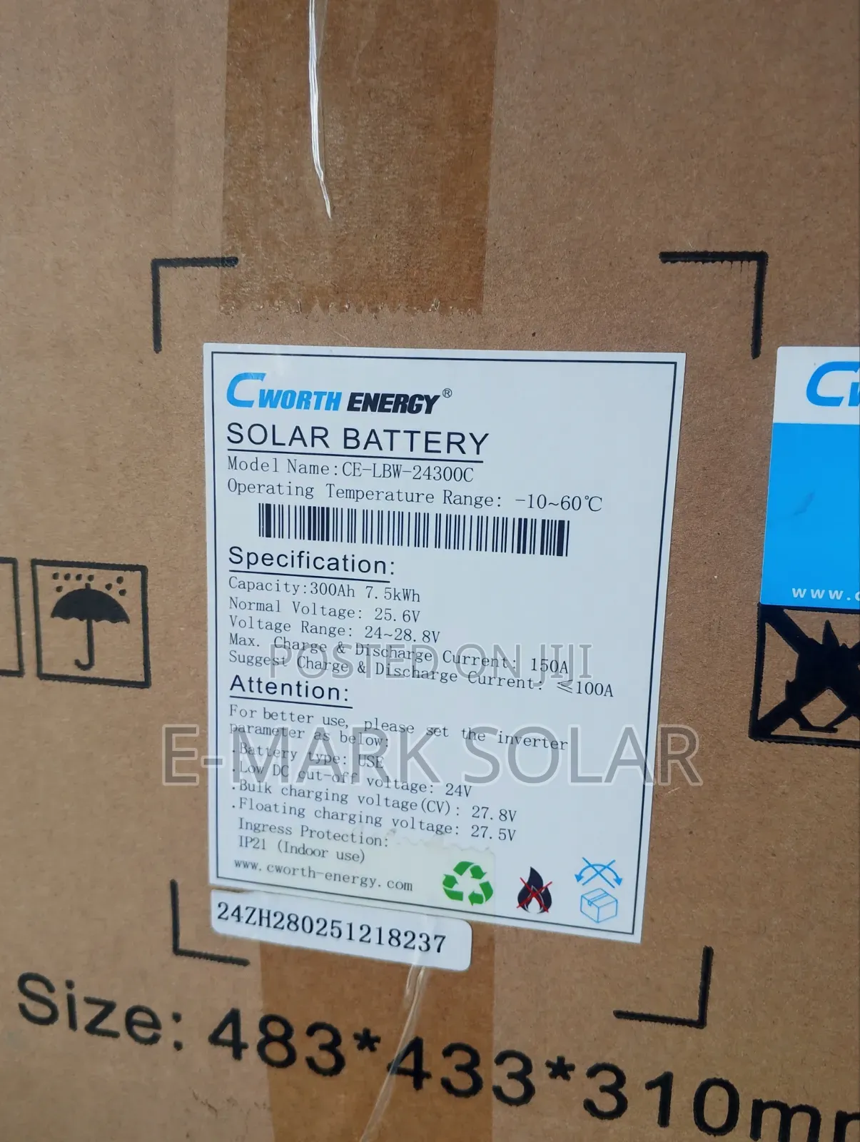 7.5kwh 24v C-Worth Lithium Solar Lithium Battery With 5year Warranty