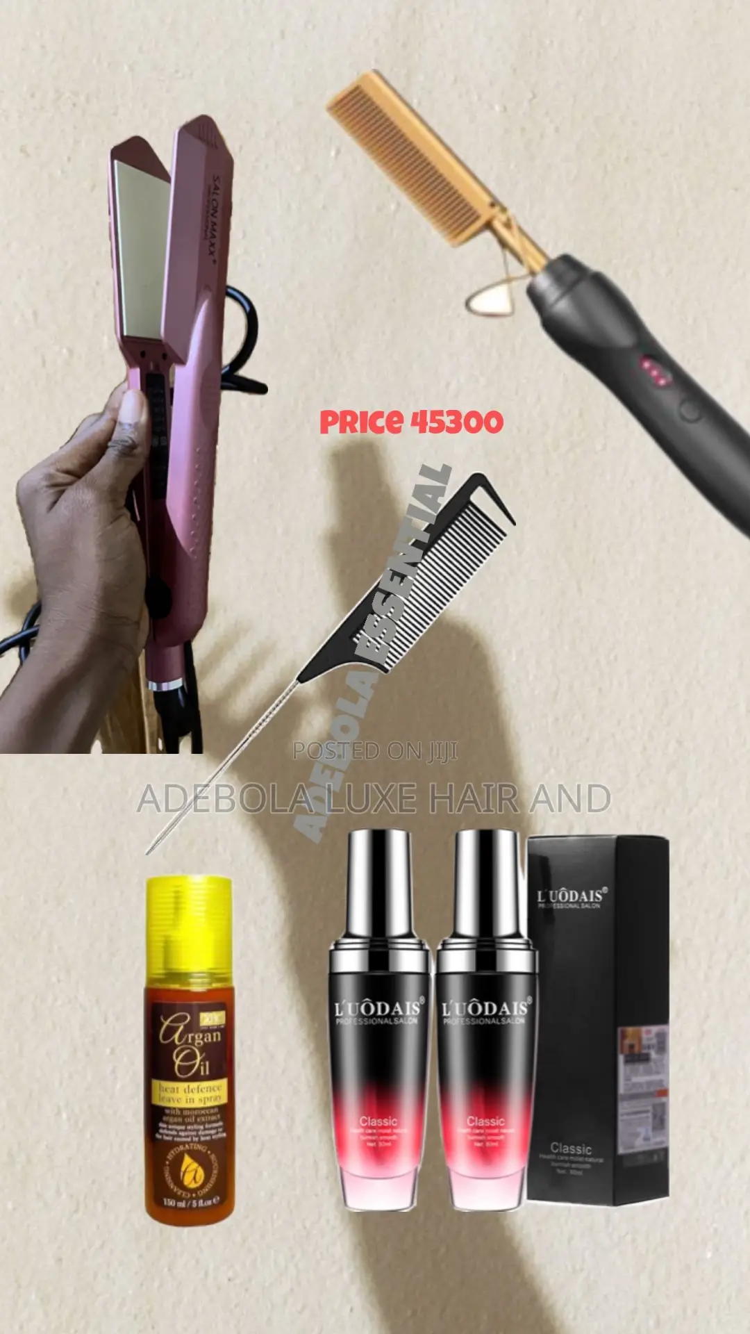 Straightener, Comb,Wax Stick,Hair Serum,Hot Comb And Heat Protectant