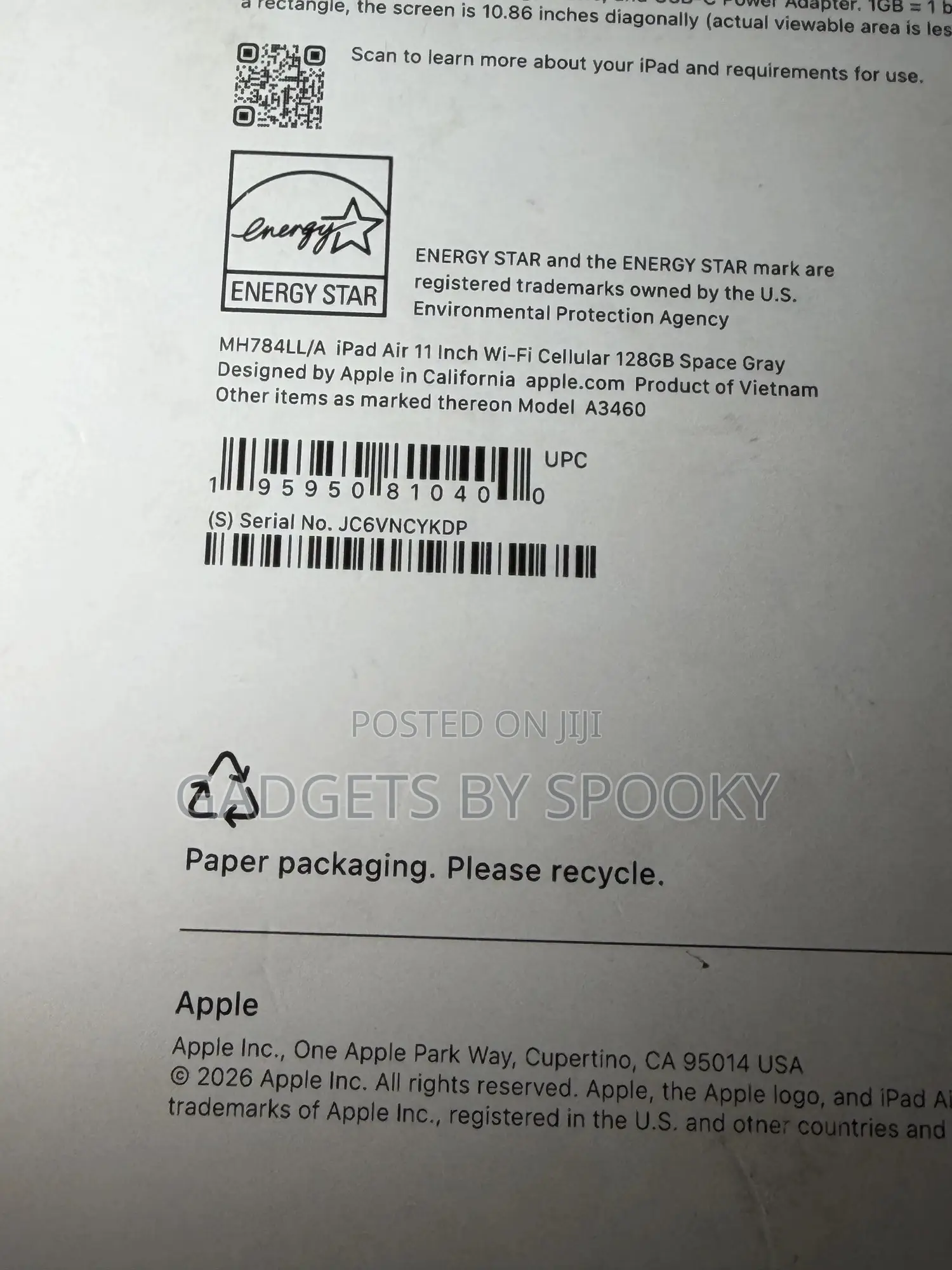 New Apple iPad Air 128 GB Gray