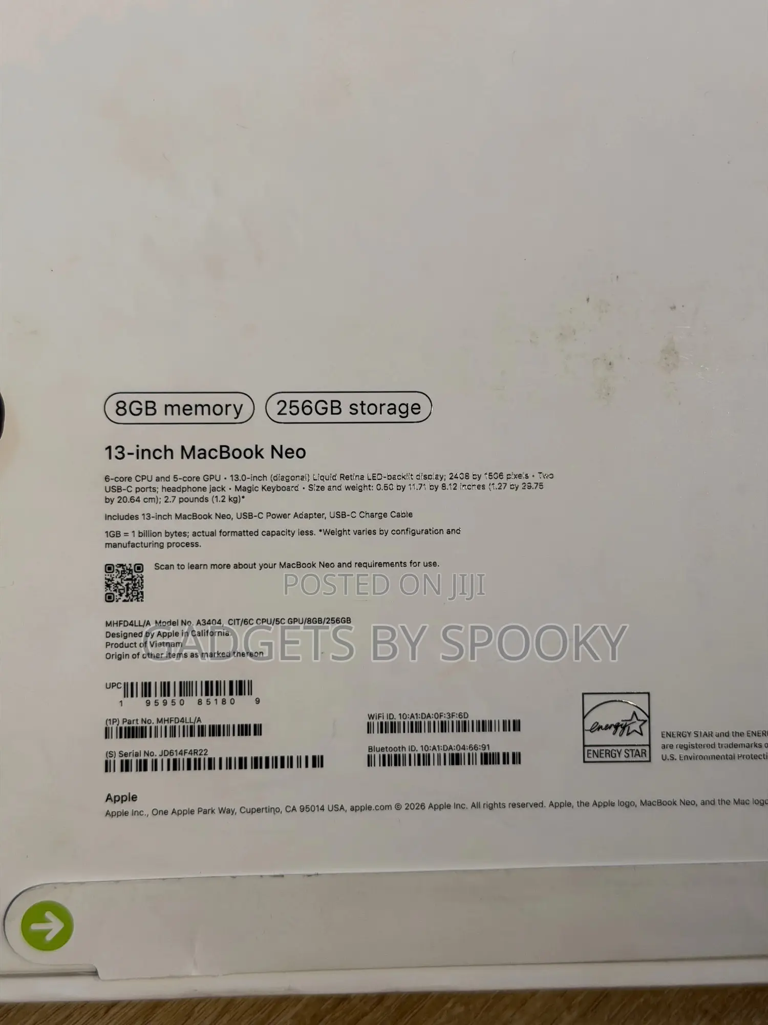 Laptop Apple MacBook Neo 2026 8GB SSD 256GB