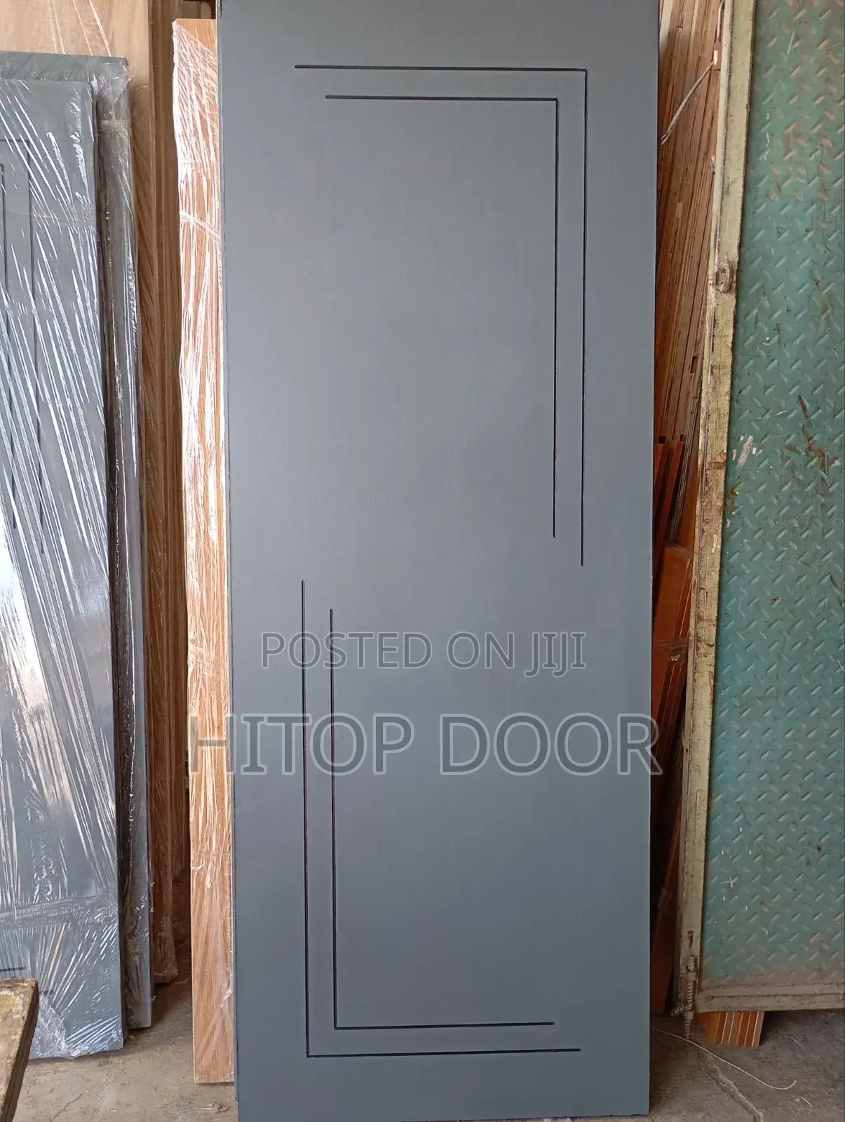 Hitops HDF Door Dark Gray With Frame and Architrave
