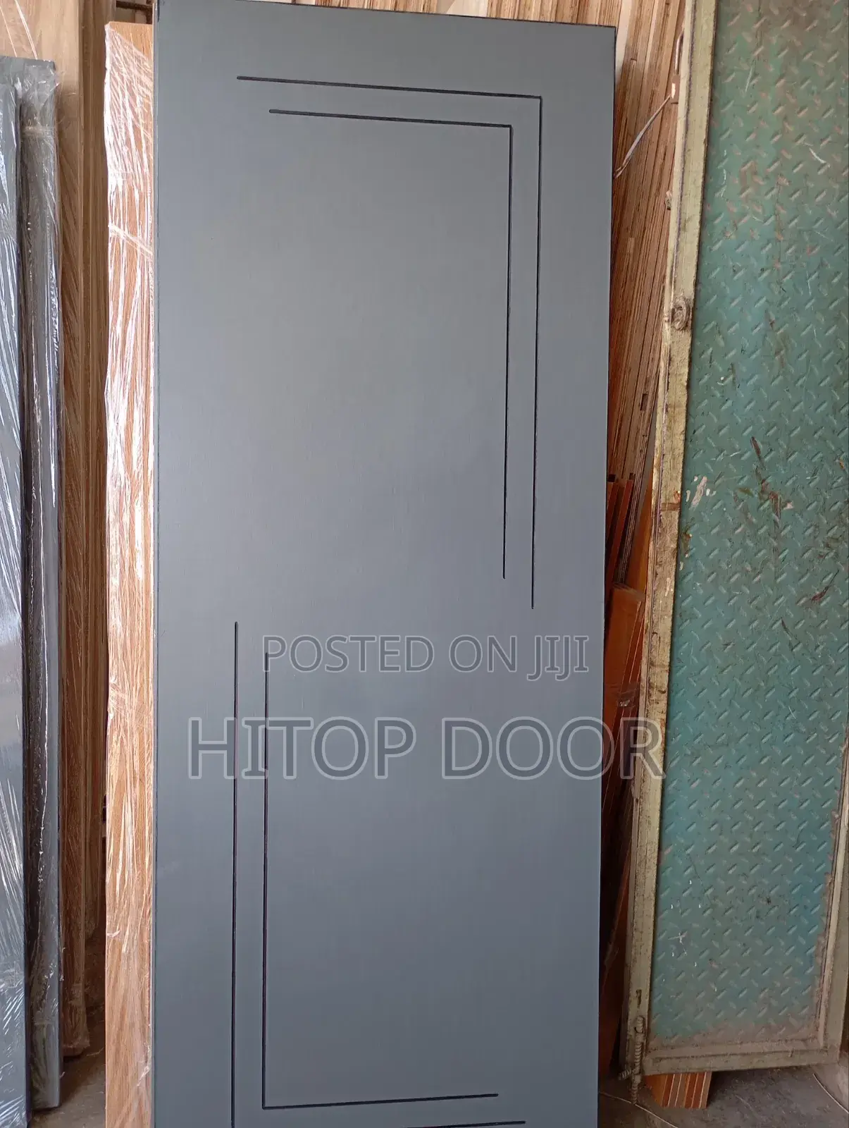 Hitops HDF Door Dark Gray With Frame and Architrave
