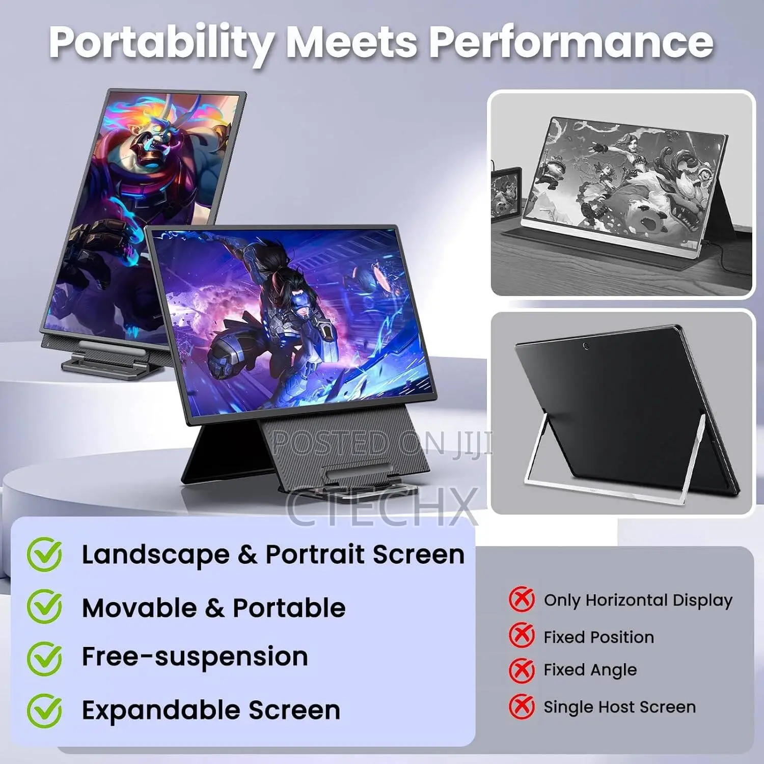 V2com 23.8" 2. 180hz Gaming Portable Monitor Laptop Screen Extender