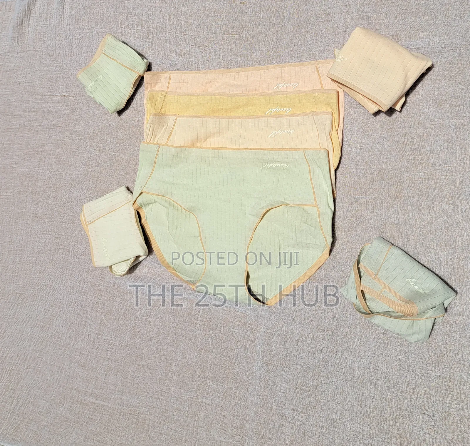 3- Piece- Seamless Ribbed Panties Set (Pastel Colors)