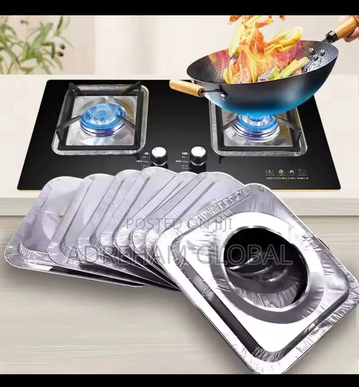 10pcs Thick Square High-Temperature Aluminum Foil Gas Cooker Protector