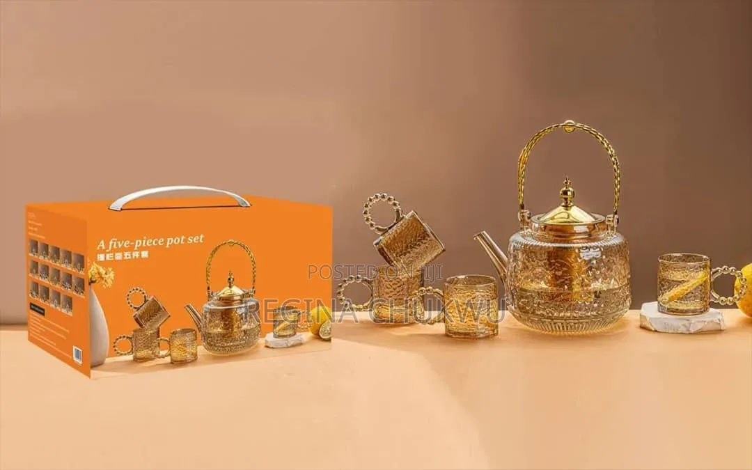 Borosilicate Glass Tea Jug/Kettle With 4 Cups