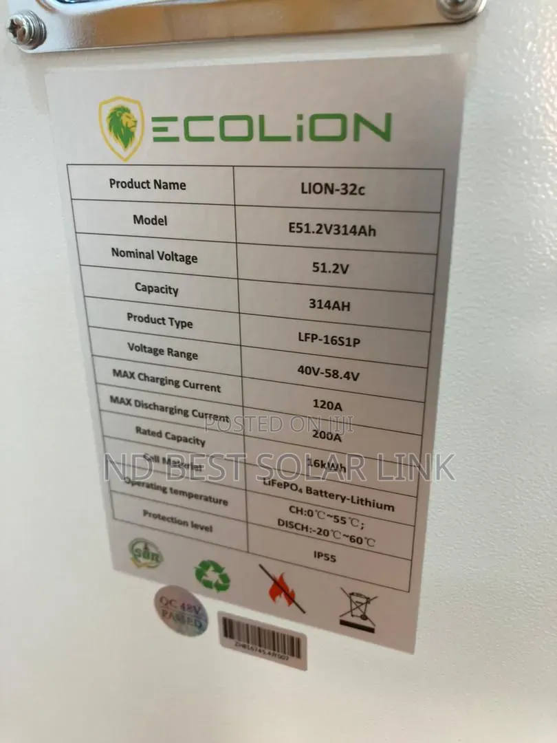 16kwh Ecolion Lithium Battery