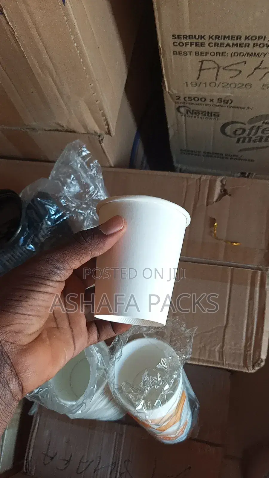 White Disposable Paper Cups With Lids 20 X 50pcs