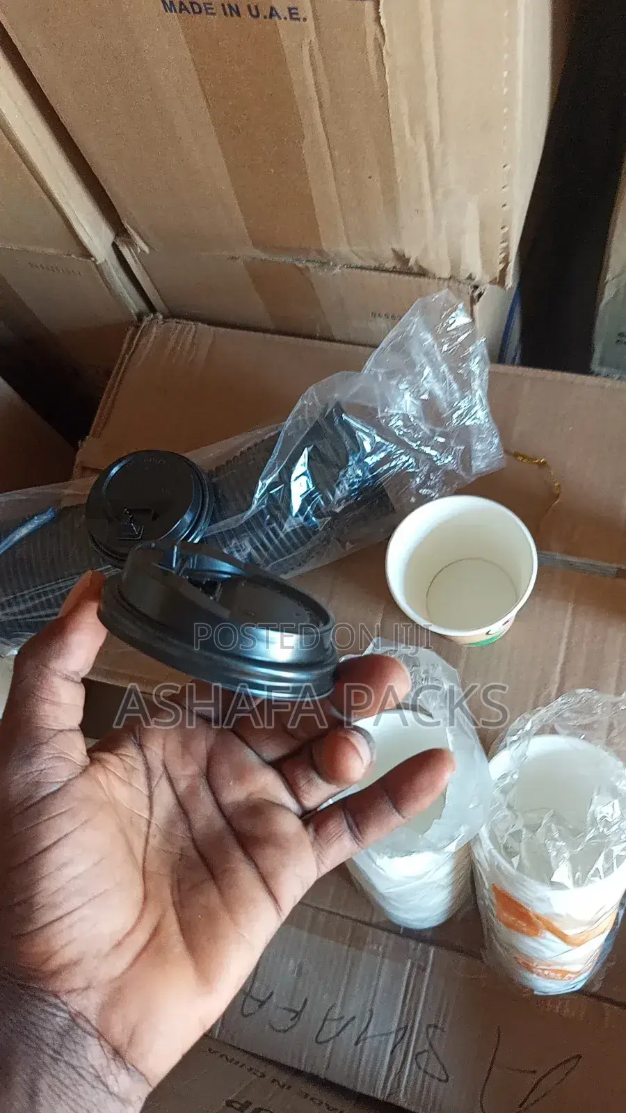 White Disposable Paper Cups With Lids 20 X 50pcs